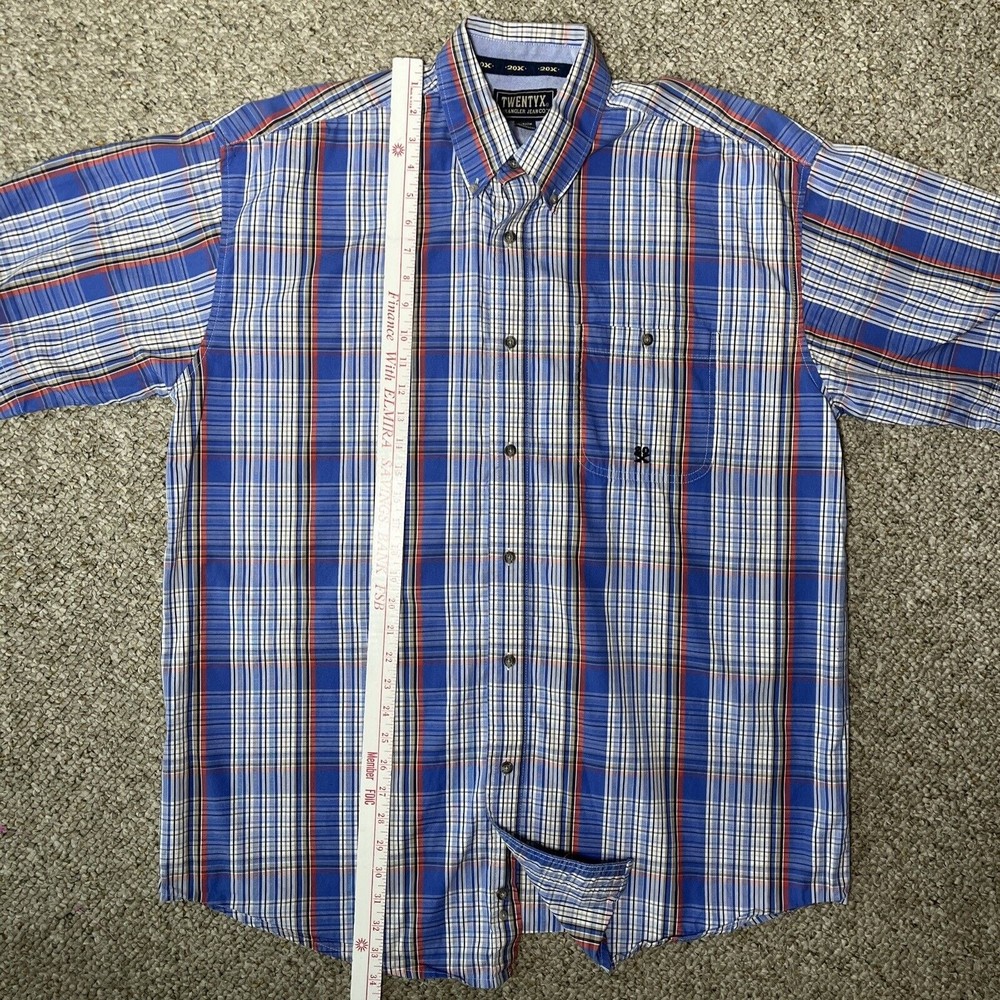 TwentyX Wrangler Button Down S/S Blue Plaid Western Rancher XL - Picture 10 of 14